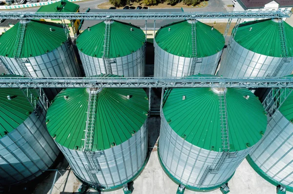 Silos of the granary. A modern warehouse of wheat and other cereals.