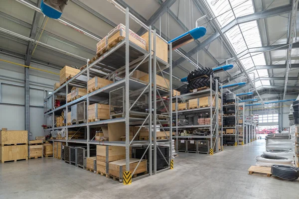 Factory warehouse spare parts. Storage and distribution of components