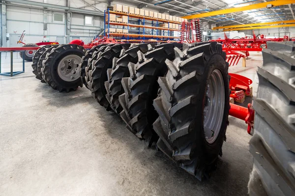 Rubber wheels for agricultural machinery.