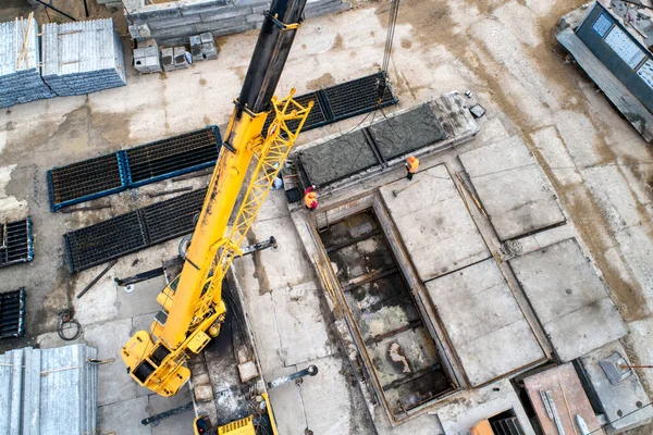 Factory for the production of reinforced concrete piles.