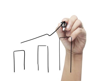 İş işadamı çizim grafiği büyüyen grafik