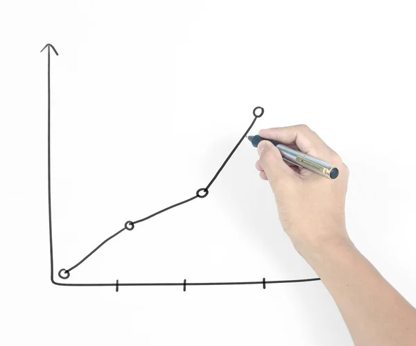 Biznesmen rysunek wykres rosnący wykres — Zdjęcie stockowe