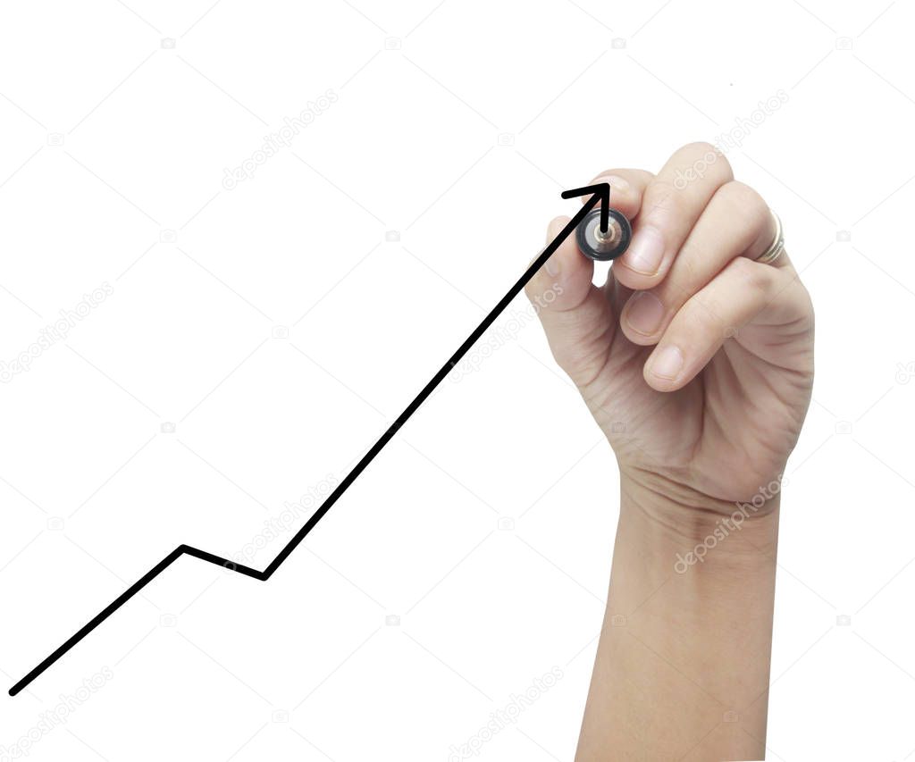 Businessman drawing  chart growing graph