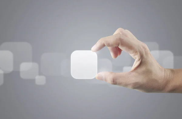 手に触れるボタン画面インターフェイスグローバル接続カスタム — ストック写真