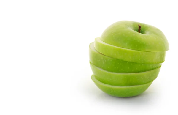 Én szeletelt zöld alma — Stock Fotó