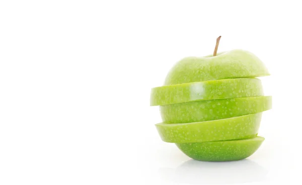 Groene appel gesneden ik — Stockfoto