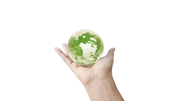 Glass globe in hand — Stock Photo, Image