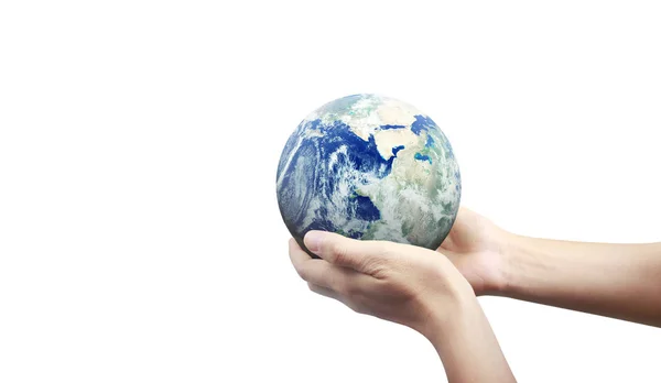 Globe, aarde in menselijke hand. Earth image geleverd door NASA — Stockfoto