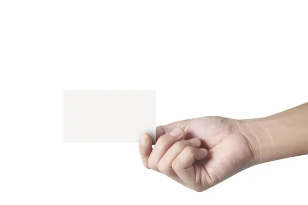 Mão segurando cartão virtual com o seu — Fotografia de Stock