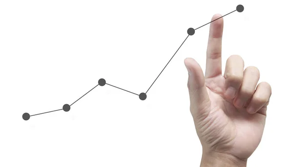 Hand touching a graphs of financial indicator and accounting mar — Stock Photo, Image