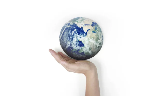 Globe ,earth in  hand, holding our planet glowing. Earth image p — Stock Photo, Image