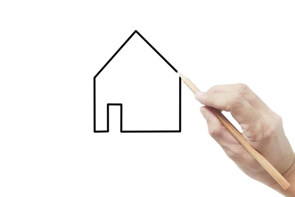 Handtag penna för ritning hus — Stockfoto