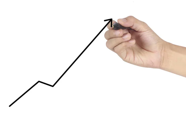 Hand drawing a chart, graph  of growth — Stock Photo, Image