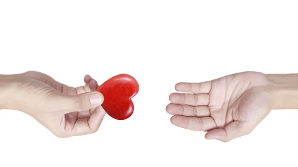 Hands holding  red heart, heart health, and donation concept — Stock Photo, Image