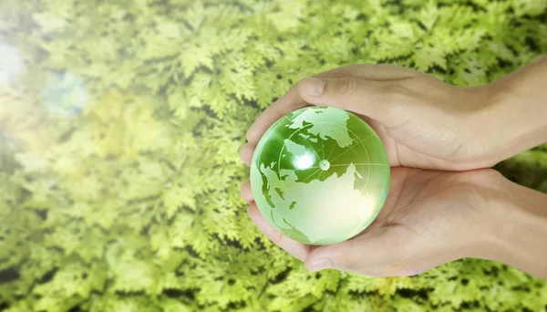 Globe ,earth in  hand, holding our planet glowing. Earth image p — Stock Photo, Image