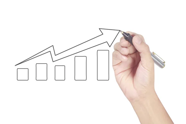 Cuadro de dibujo a mano, gráfico de stock de crecimiento — Foto de Stock