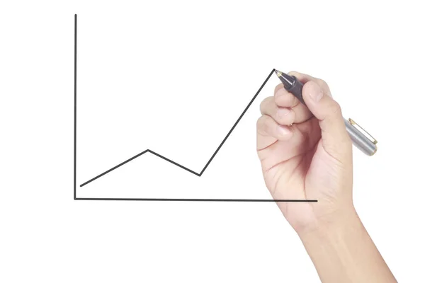 Graf ruční kresby, graf zásob růstu — Stock fotografie
