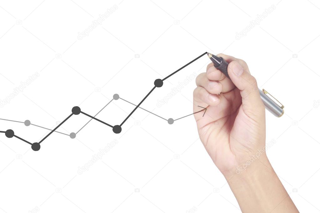 Hand drawing  chart, graph stock of growth