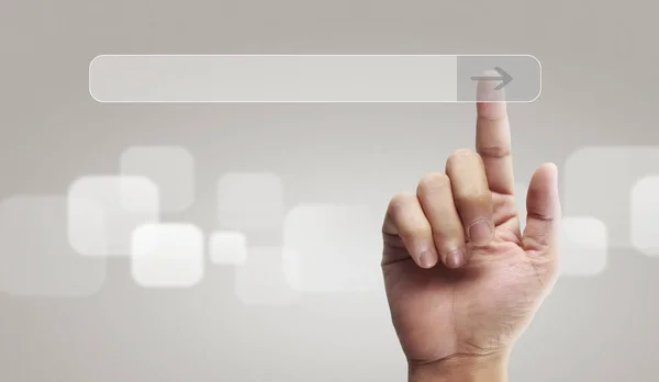 Interfejs ekranu przycisk rąk dotykając globalnego custome połączenia — Zdjęcie stockowe