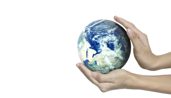Globo, terra na mão humana, imagem da Terra fornecida por Nasa — Fotografia de Stock