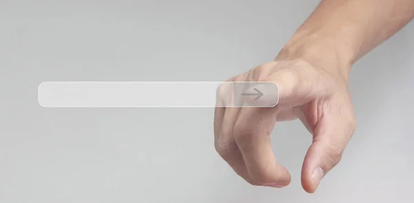 Interfejs ekranu przycisk rąk dotykając globalnego custome połączenia — Zdjęcie stockowe