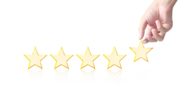 Hand Touching Rise Increasing Five Stars Increase Rating Evaluation Classification — Stock Photo, Image