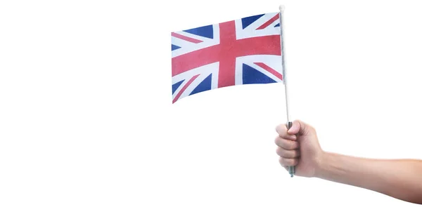 Hand Holding English Flag Flag Hand — Stock Photo, Image