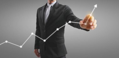 Finansal gösterge ve muhasebe piyasa analizi grafiklerine elle dokunmak