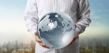 Elde cam küre, enerji tasarrufu konsepti, NASA tarafından desteklenen bu görüntünün elementleri