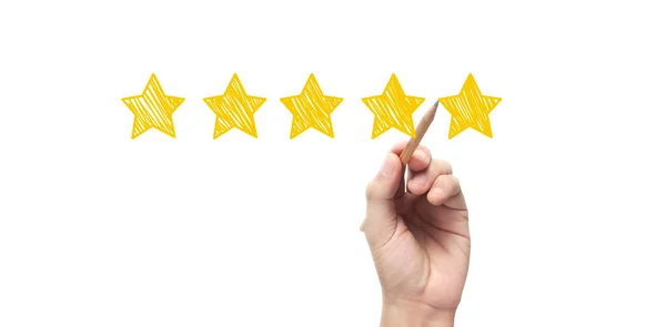 Hand Draw Five Star Rating Evaluation Review Concepts — Stock Photo, Image