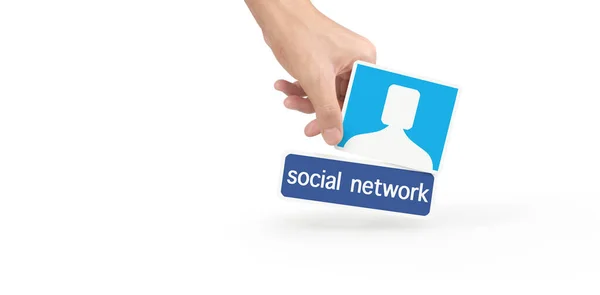 Mani Che Tengono Servizio Social Networking Stampato Carta — Foto Stock