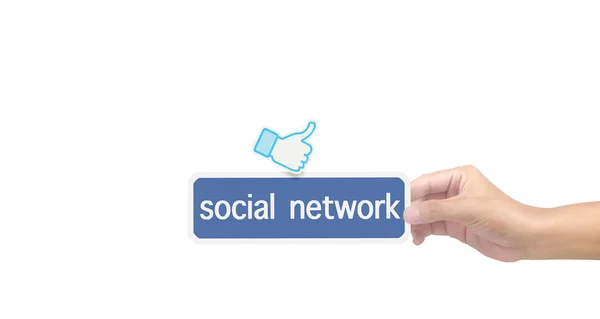 Mani Che Tengono Servizio Social Networking Stampato Carta — Foto Stock