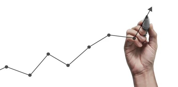 Hand Drawing Chart Graph Stock Growth — Stock Photo, Image