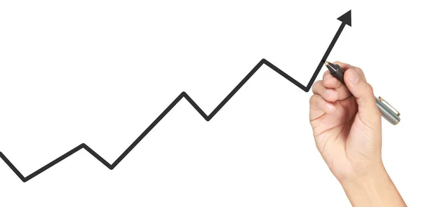 Hand Drawing Chart Graph Stock Growth — Stock Photo, Image