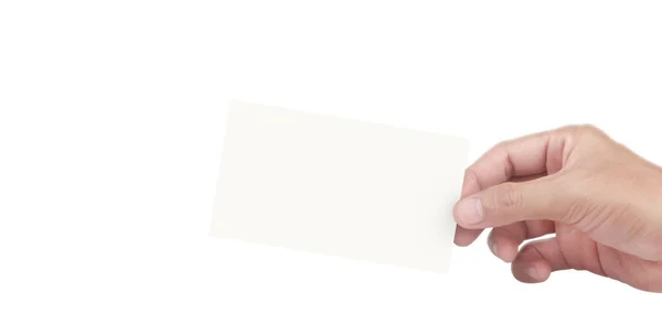 Hand Hält Eine Visitenkarten Attrappe — Stockfoto