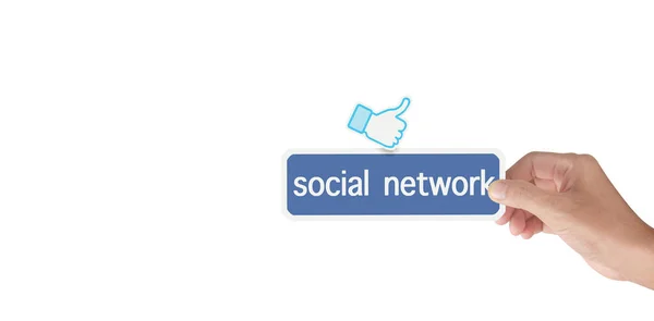 Händer Som Håller Social Nätverkstjänst Tryckt Papper — Stockfoto