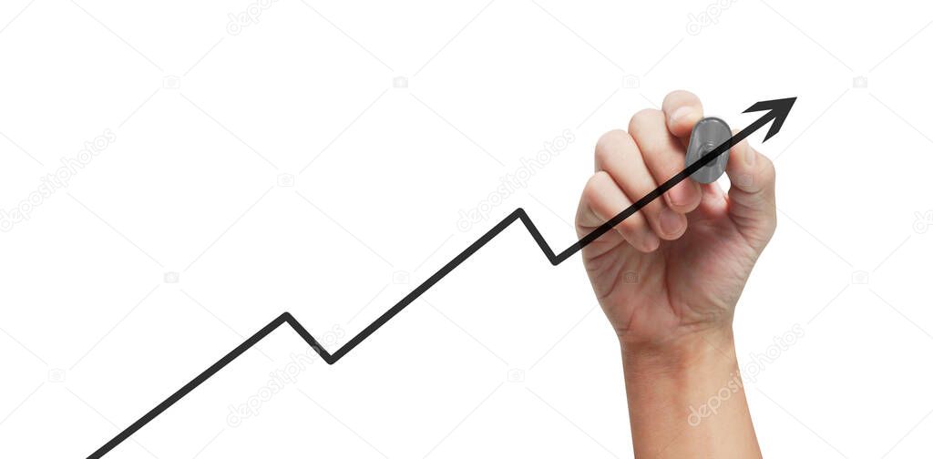 Hand drawing a chart, graph stock of growth