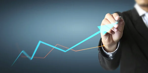 Hand Drawing Chart Graph Stock Growth — Stock Photo, Image