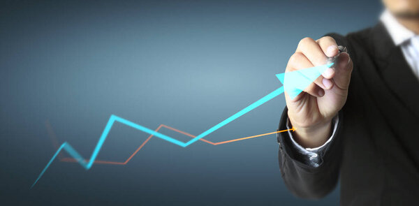 Hand drawing a chart, graph stock of growth