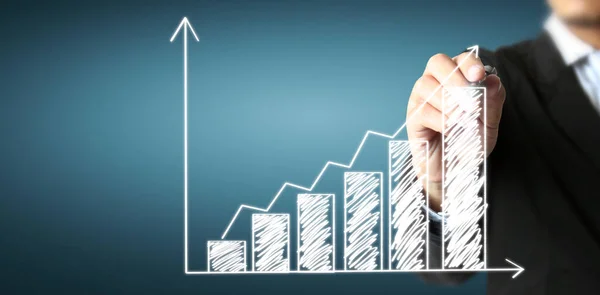 Hand Drawing Chart Graph Stock Growth — Stock Photo, Image