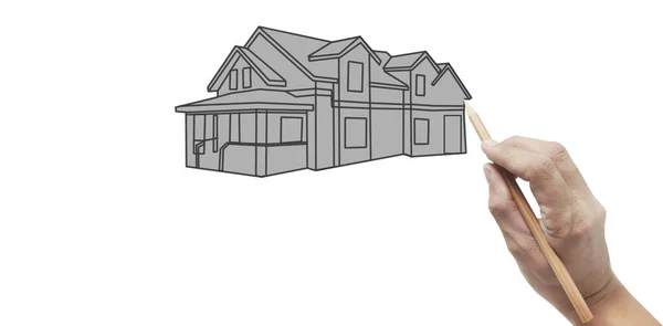 Hand Drawing House Concept Dream House Draw Designer — Stock Photo, Image