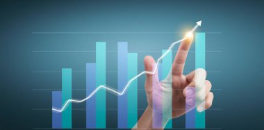 Finansal gösterge ve muhasebe piyasa analizi grafiklerinin el ele dokunması