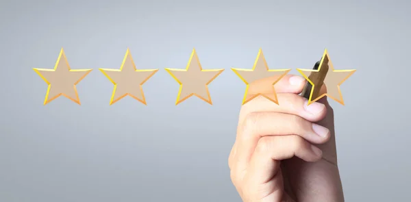 Hand Trekken Vijf Sterren Rating Evaluatie Toetsingsconcepten — Stockfoto