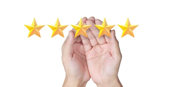 Fünf Sterne Mehr Erhöhung Der Bewertung Und Klassifizierung Von Ratings — Stockfoto