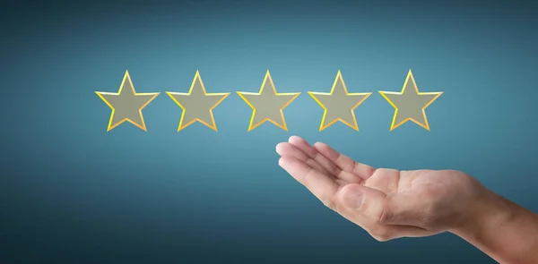 Aumentano Cinque Stelle Aumentare Concetto Valutazione Classificazione Del Rating — Foto Stock