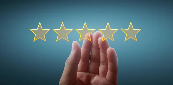 Aumentano Cinque Stelle Aumentare Concetto Valutazione Classificazione Del Rating — Foto Stock