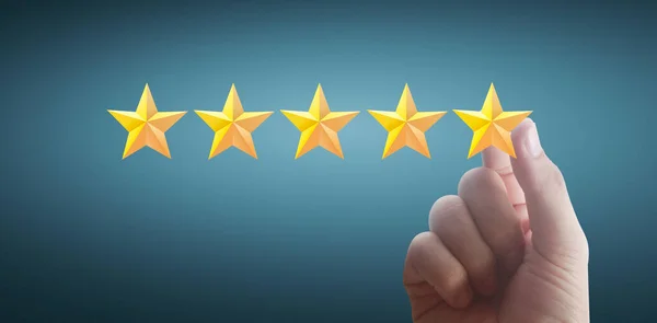 Increasing five stars. Increase rating evaluation and classification concept