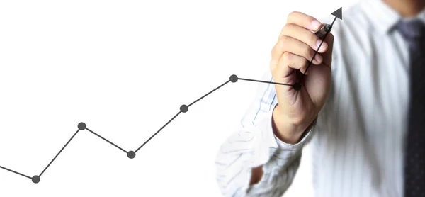 グラフを描く手 成長のグラフの株式 — ストック写真