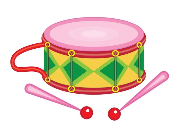 Cute Toy Drum Vector Illustration — Stock Vector