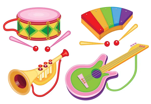 Speelgoedmuziekinstrumenten Vectorillustratie Set — Stockvector